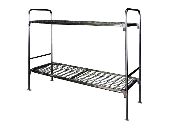 Кровать металлическая двухъярусная спинка металлическая труба 32 мм + по 1 перемычке (усилению) на лежаке, цвет кровати: серый модель 2КМД-2